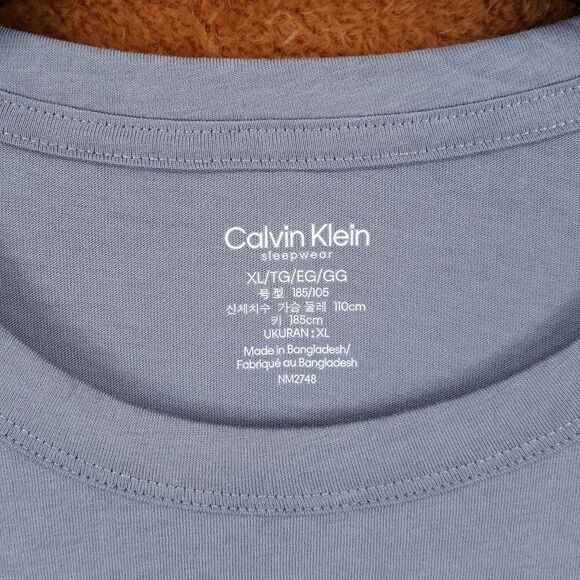 CALVIN KLEIN Sleepwear Mens XL Gray Pullover Crew Logo Tee T-Shirt - Picture 2 of 7